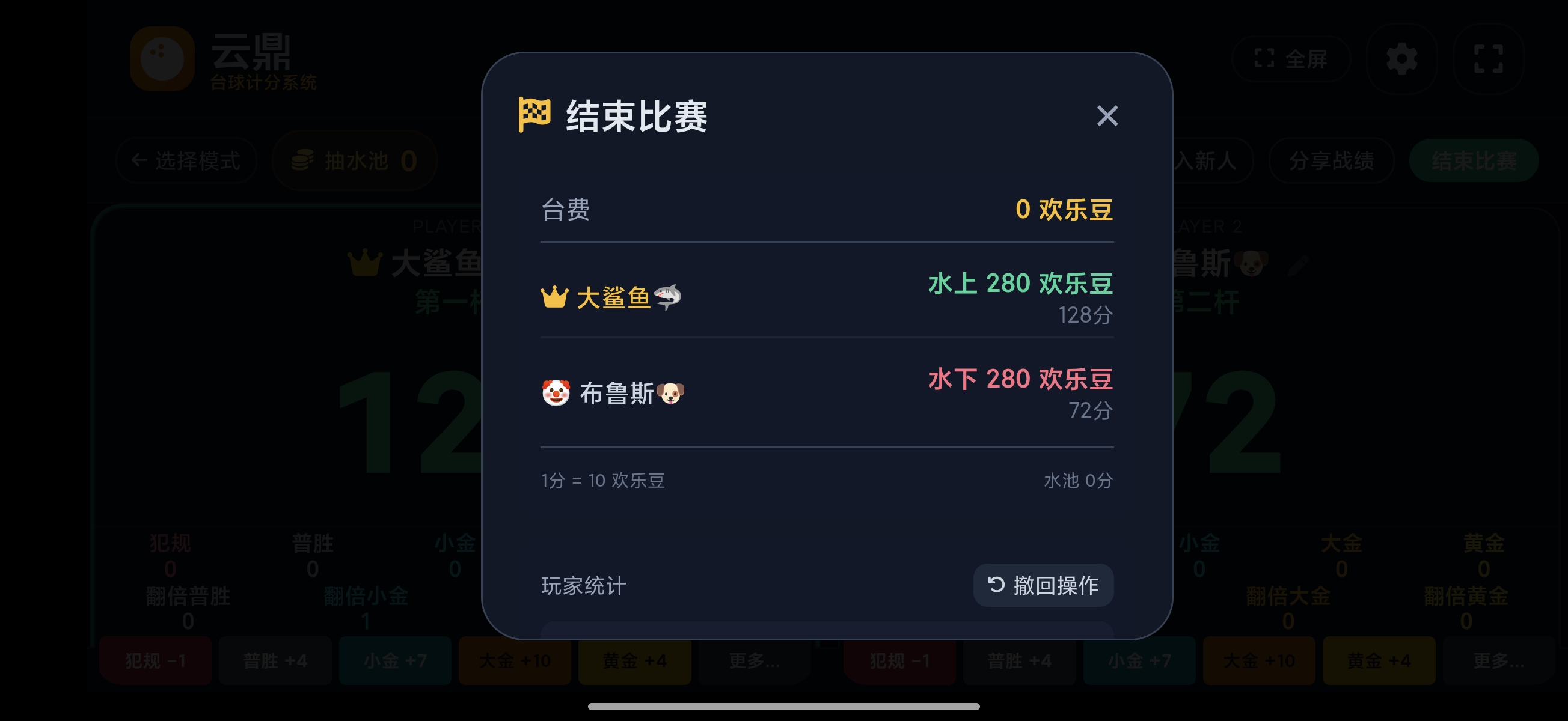 比赛结束后分数结算